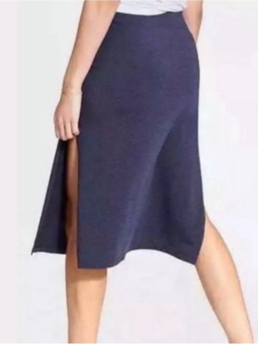 Athleta Oceana Navy Side-Slit Midi Skirt size Small/4/6